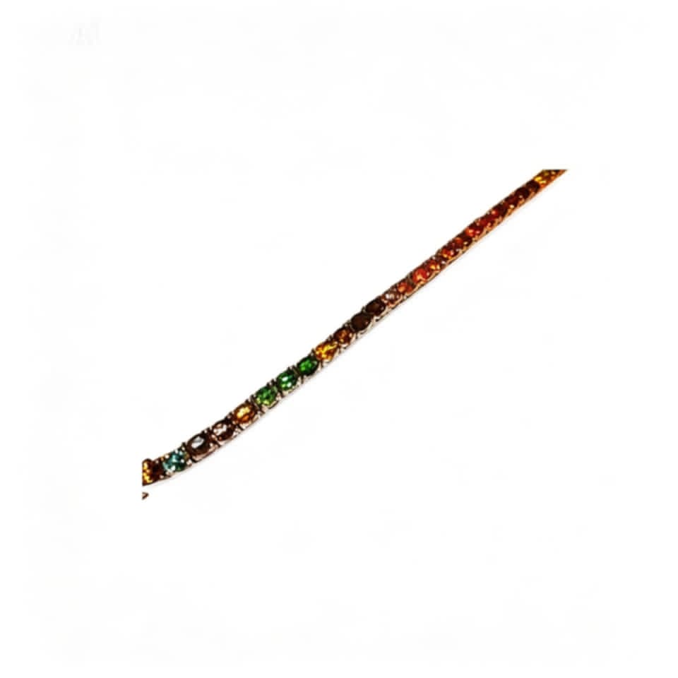 Sterling Silver 925 Multi Color Tourmaline Flexible Bracelet
