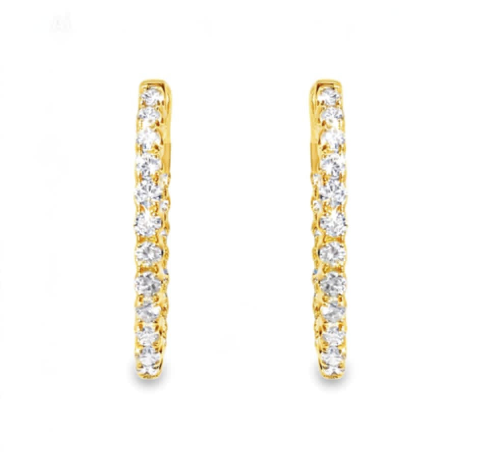 14K Yellow Gold Inside Out Diamond Hoop Earrings