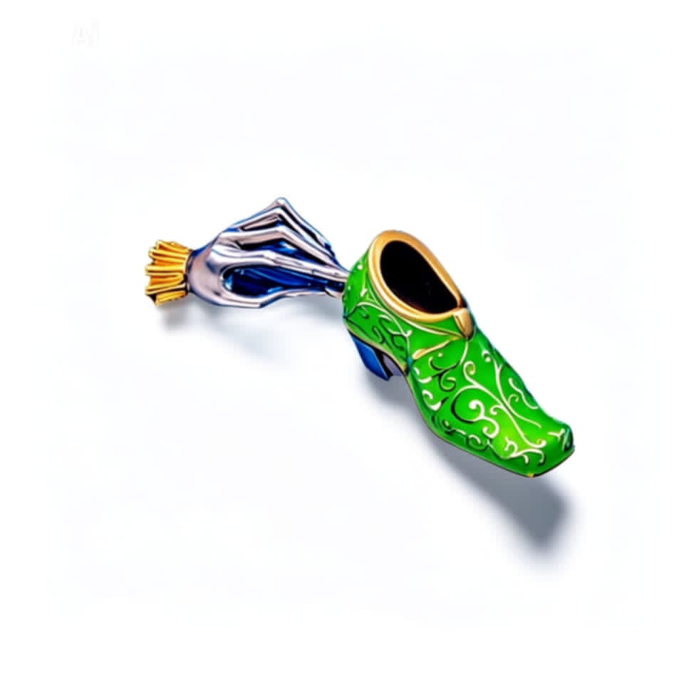 Silver Enamel 22K Gilded Shoe Slide Pendant Mihail Chemiakin Estate
