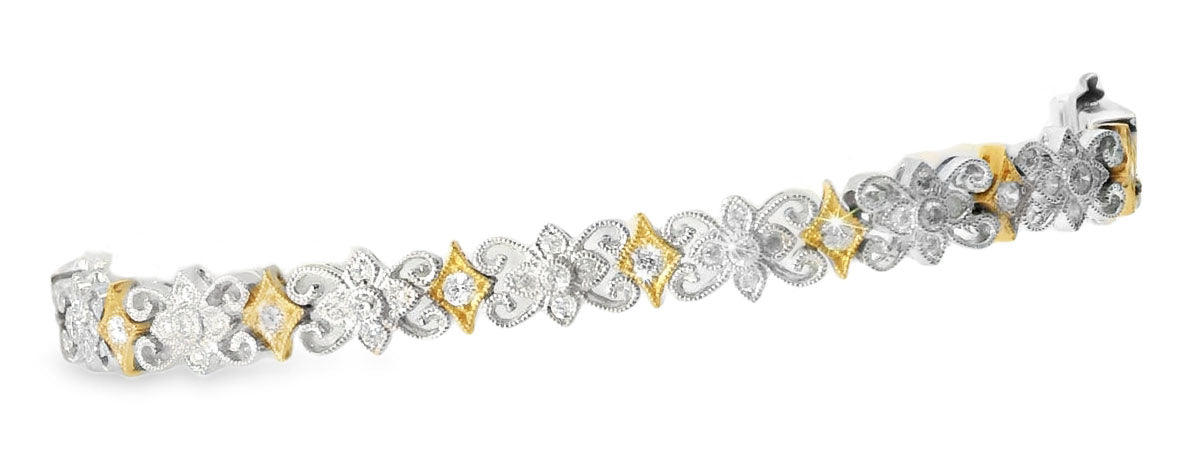 Magnificent 18K Mildred Pink White 2-Tone Gold Diamond Flex Bracelet - GGEMSonline