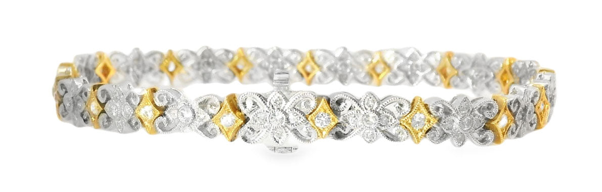 Magnificent 18K Mildred Pink White 2-Tone Gold Diamond Flex Bracelet - GGEMSonline