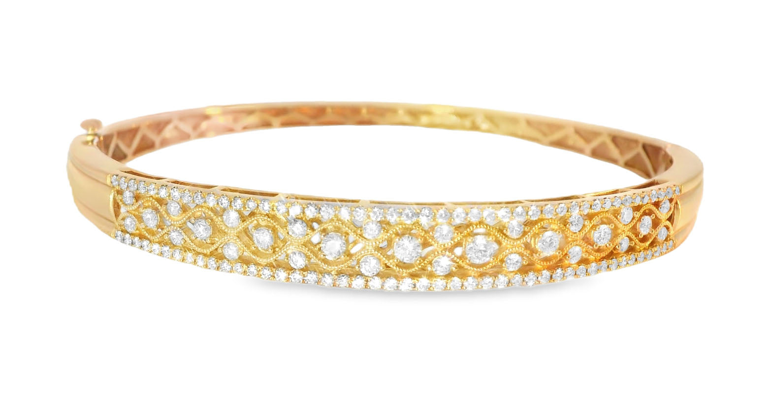 Magnificent 14K Mildred Rose Pink Gold Diamond Bangle Bracelet - GGEMSonline