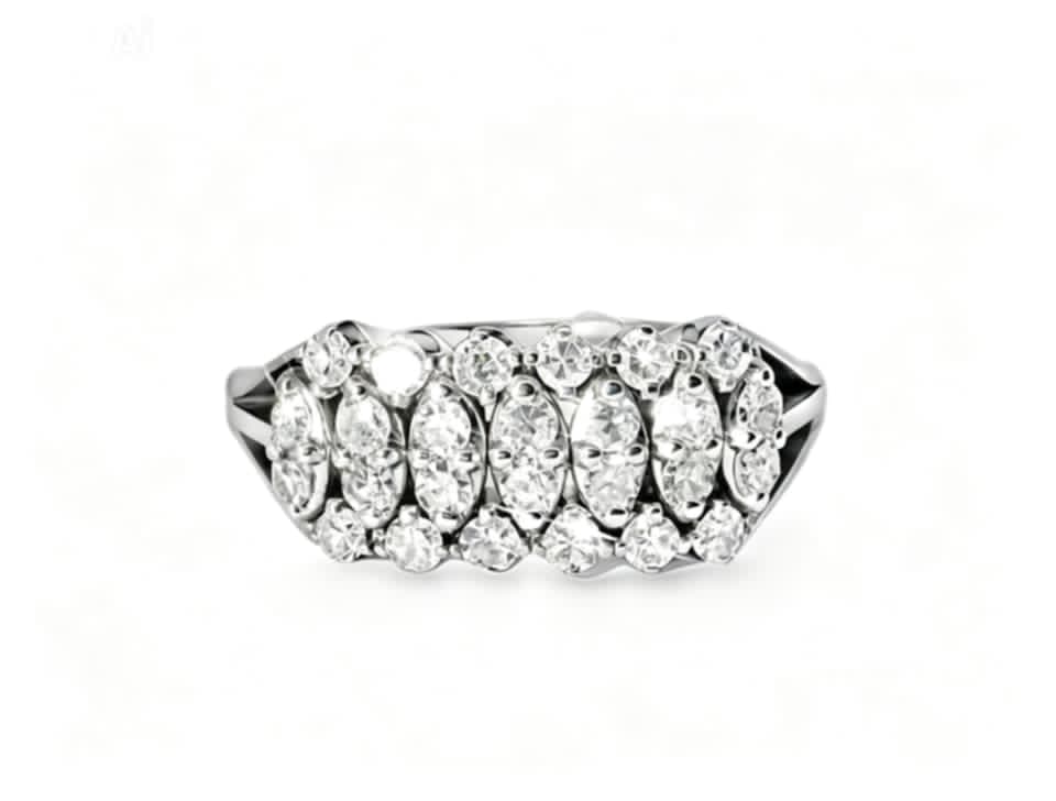 18K White Gold Diamond Band Ring Antique Estate