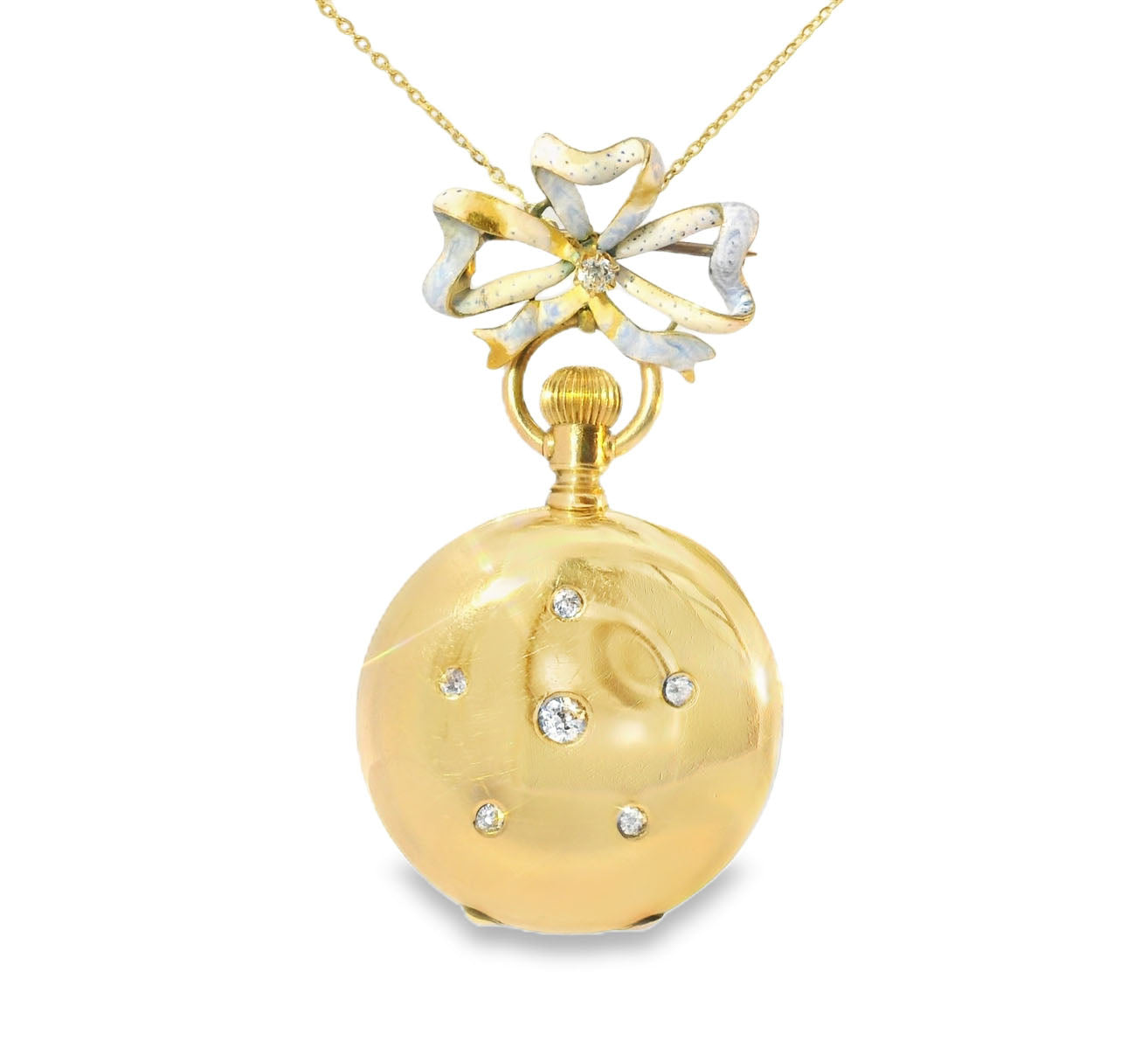 Stunning Antique 18K Gold Tiffany & Co. Diamond Enamel PocketWatch Pocket Watch