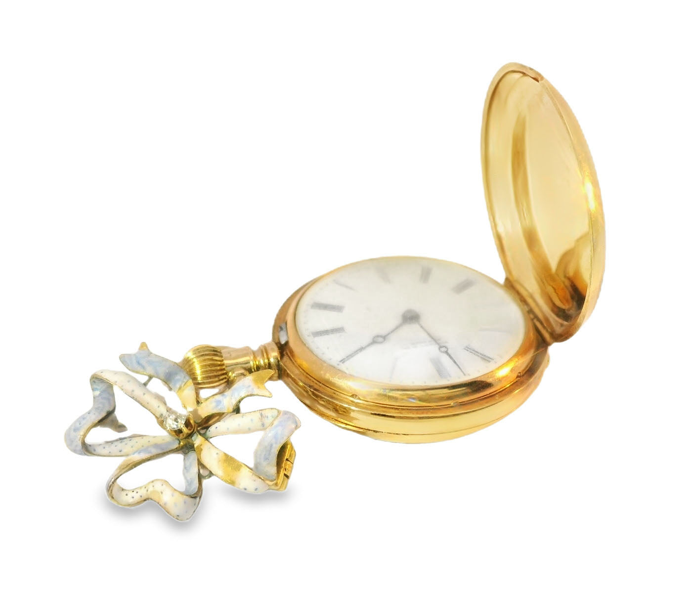 Stunning Antique 18K Gold Tiffany & Co. Diamond Enamel PocketWatch Pocket Watch