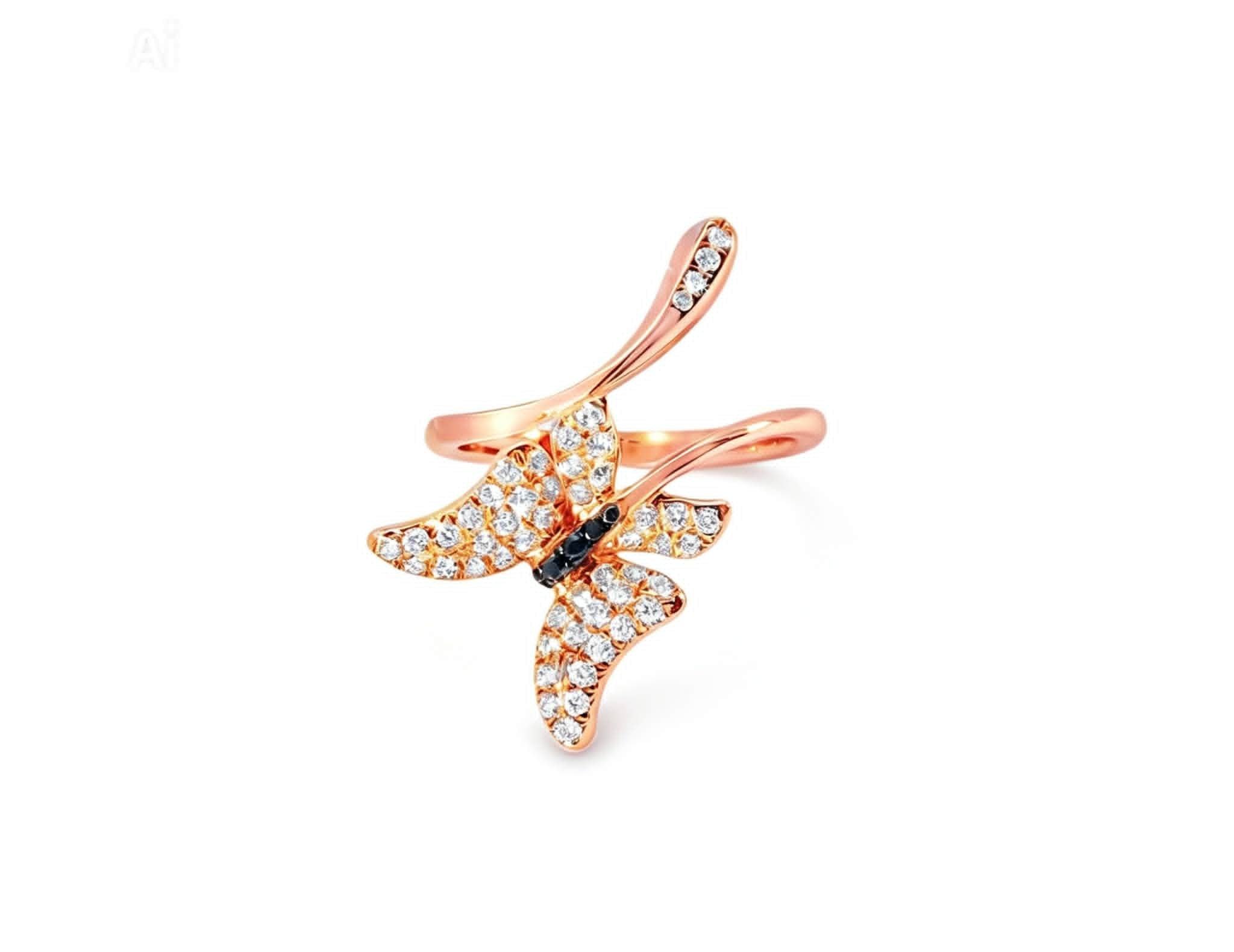 14K Rose Gold Diamond Butterfly Wraparound Ring Estate by EFFY