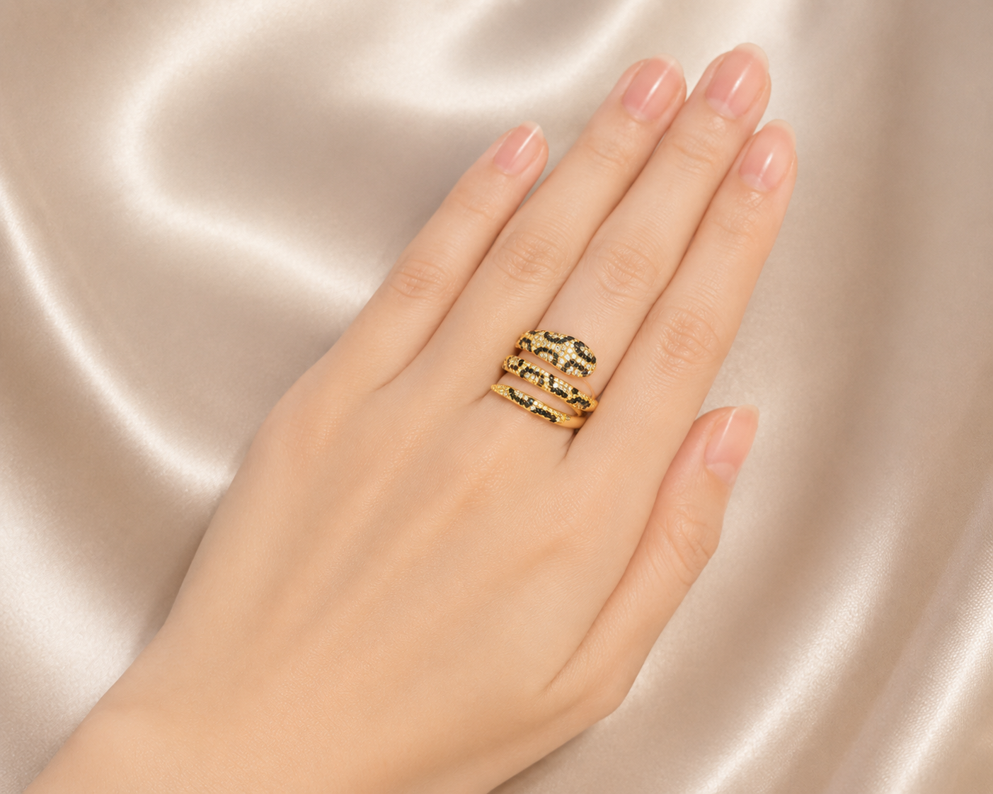 14K Gold Diamond Snake Wrap Triple Band Ring Estate by EFFY