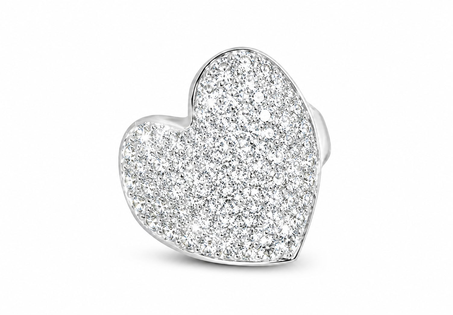 Platinum Heart Shaped Pave Diamond Ring