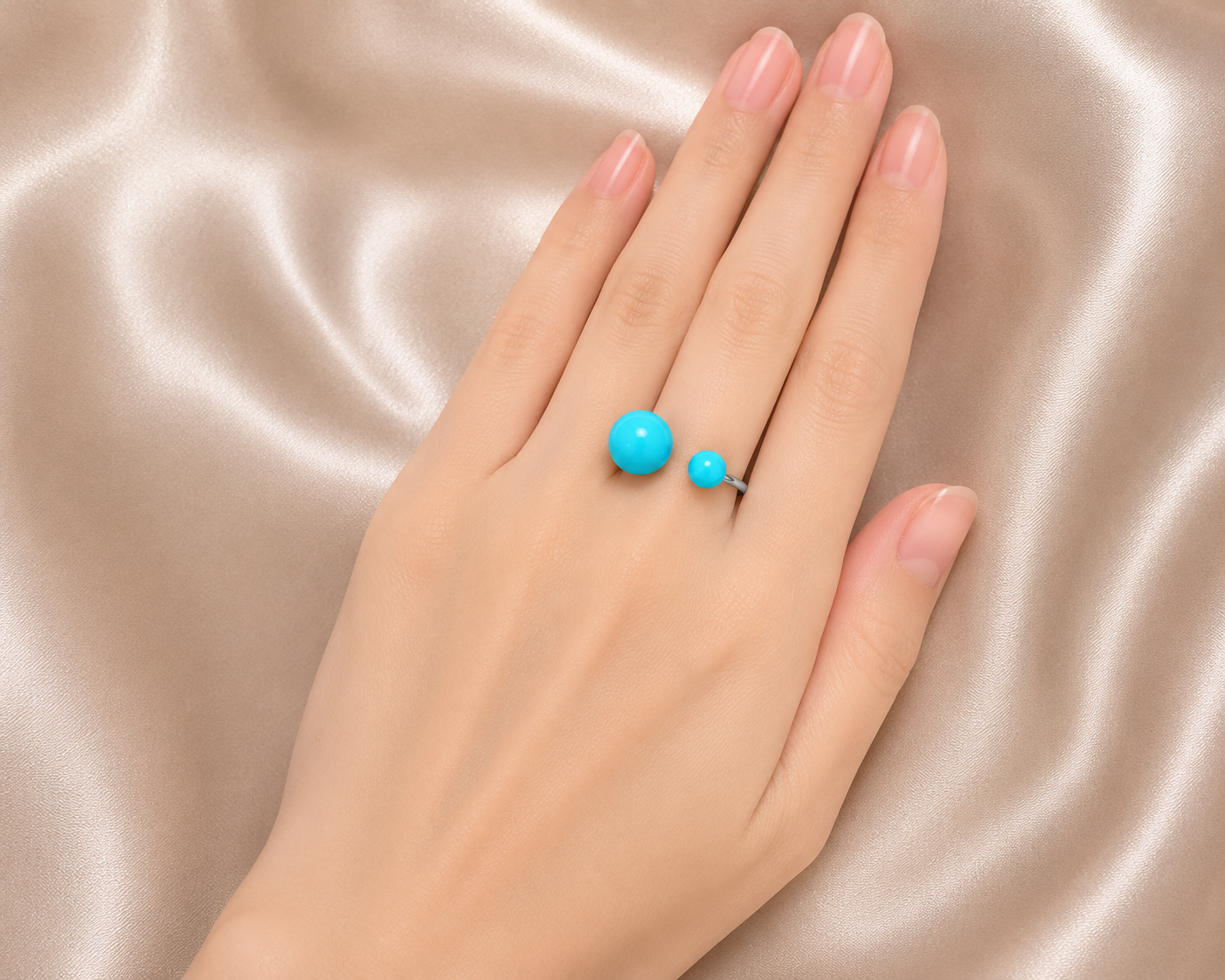 14K White Gold Turquoise Statement Ring