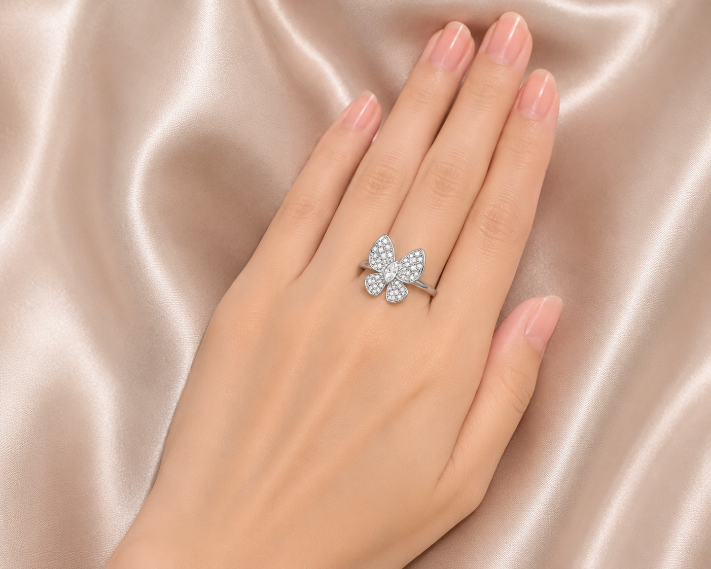 14K White Gold Diamond Butterfly Ring Estate by EFFY