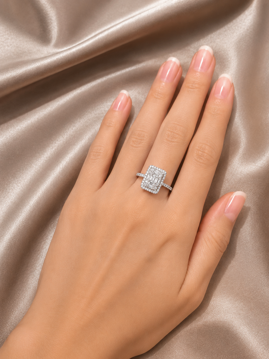 14K White Gold Diamond Geometric Ring