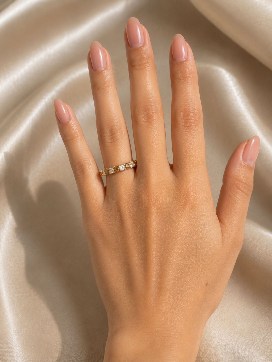 18K Yellow Gold Diamond Safety Pin Band Ring