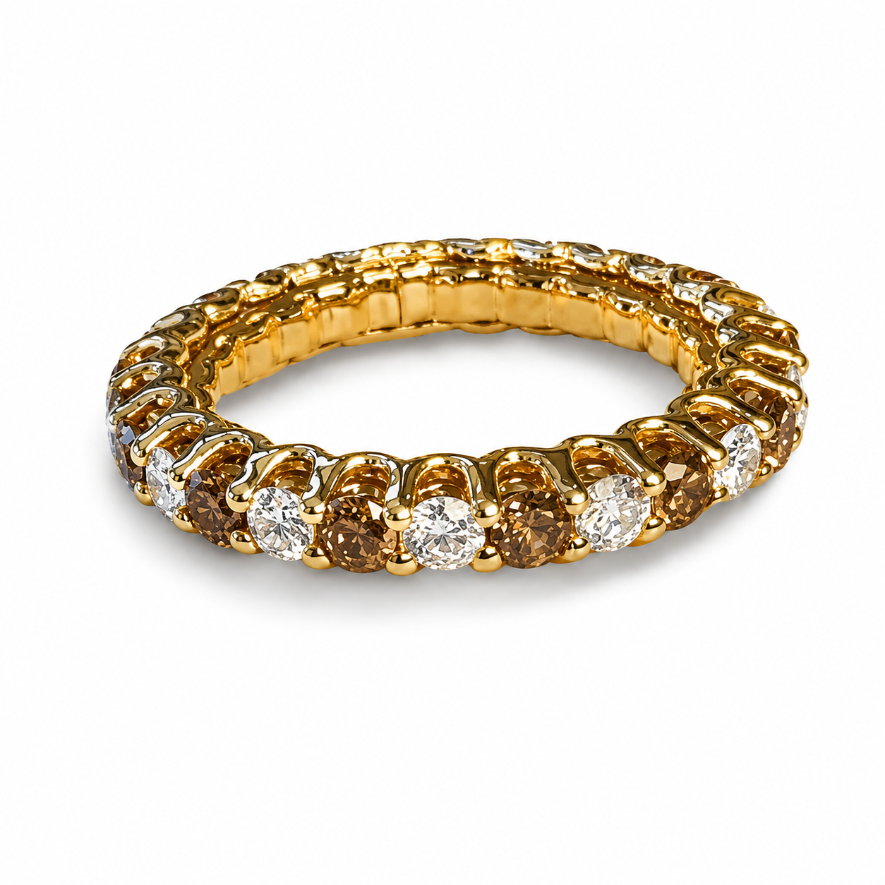 18K Yellow Gold Diamond Safety Pin Band Ring