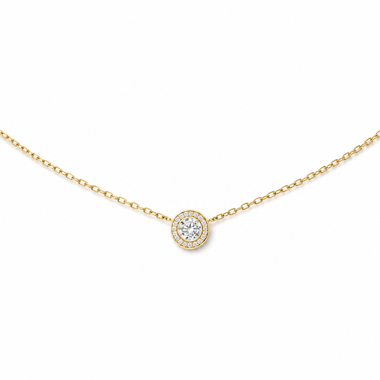 14K Yellow Gold Estate Champagne Diamond Slide Pendant Necklace