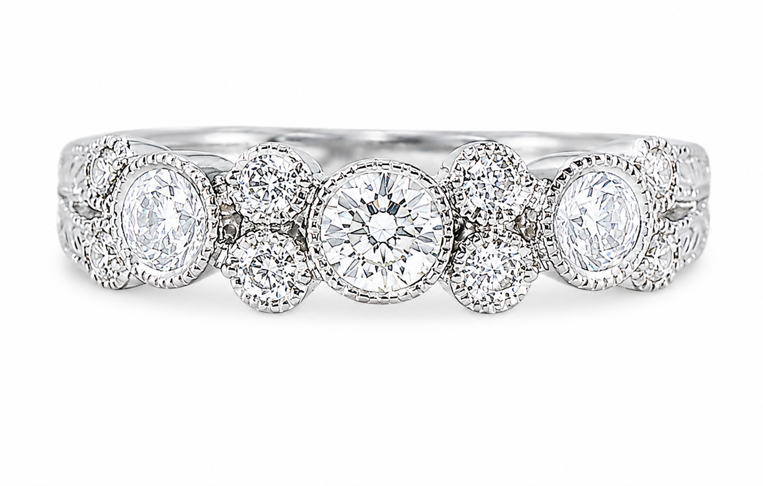 14K White Gold Diamond Wedding Band Ring Estate