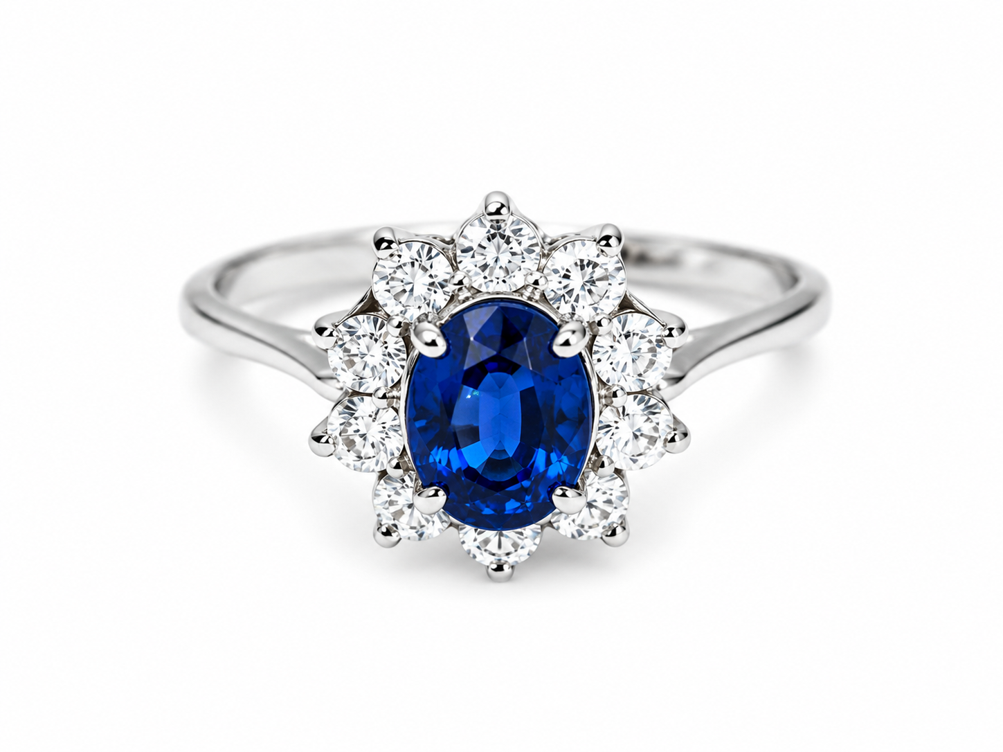 14K White Gold Sapphire Diamond Engagement Ring Estate