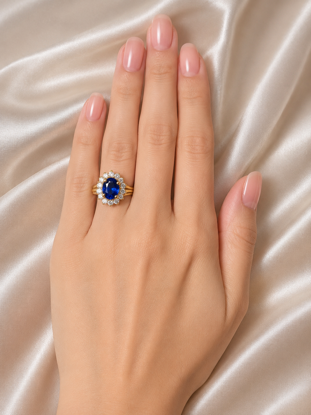14K Yellow Gold Sapphire Diamond Engagement Ring Estate