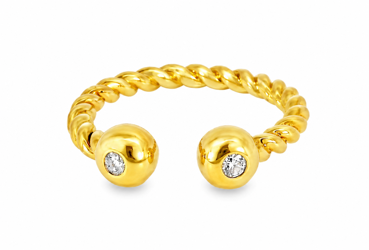 14K Yellow Gold Estate Twisted Diamond Pinky Band Ring