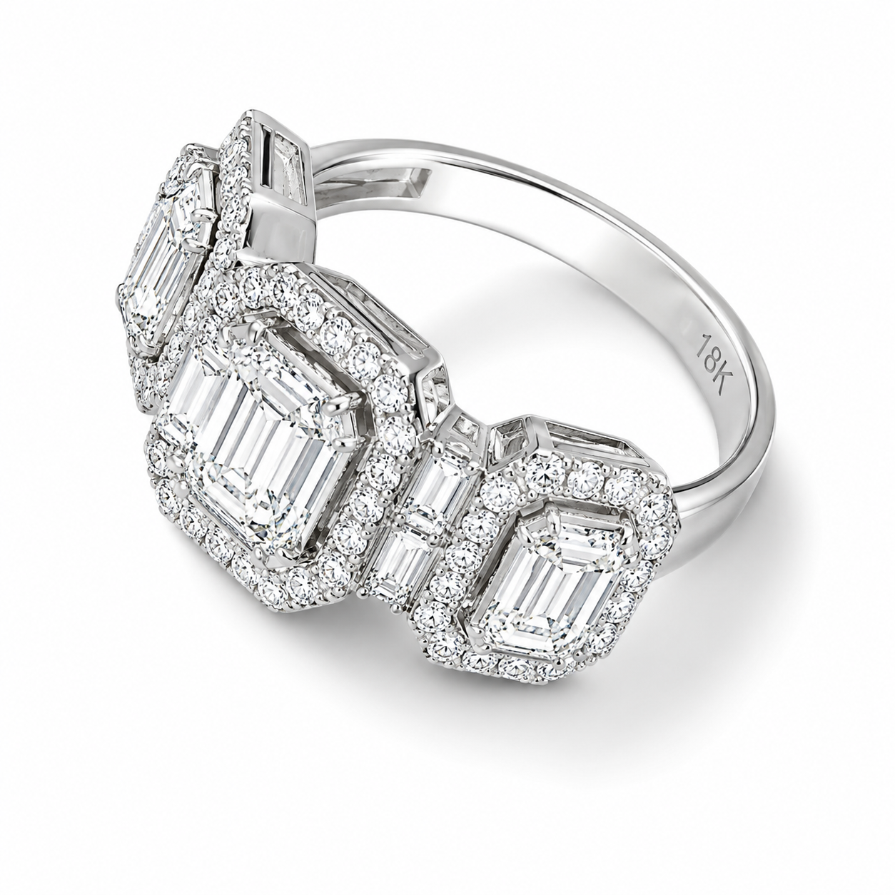 18K White Gold Baguette Diamond Wedding Anniversary Band Ring