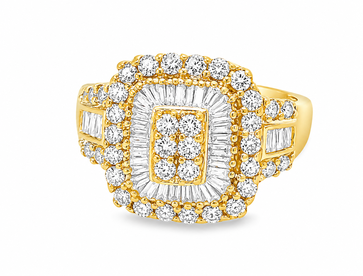 14K Yellow Gold Estate Baguette Diamond Cocktail Band Ring