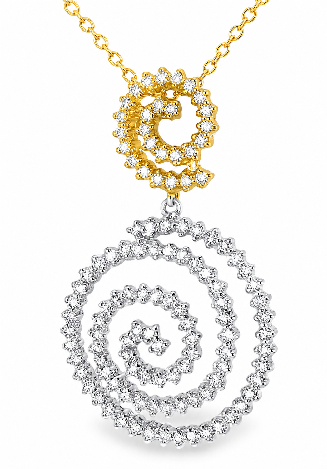 14K White Yellow Gold Diamond Slide Pendant