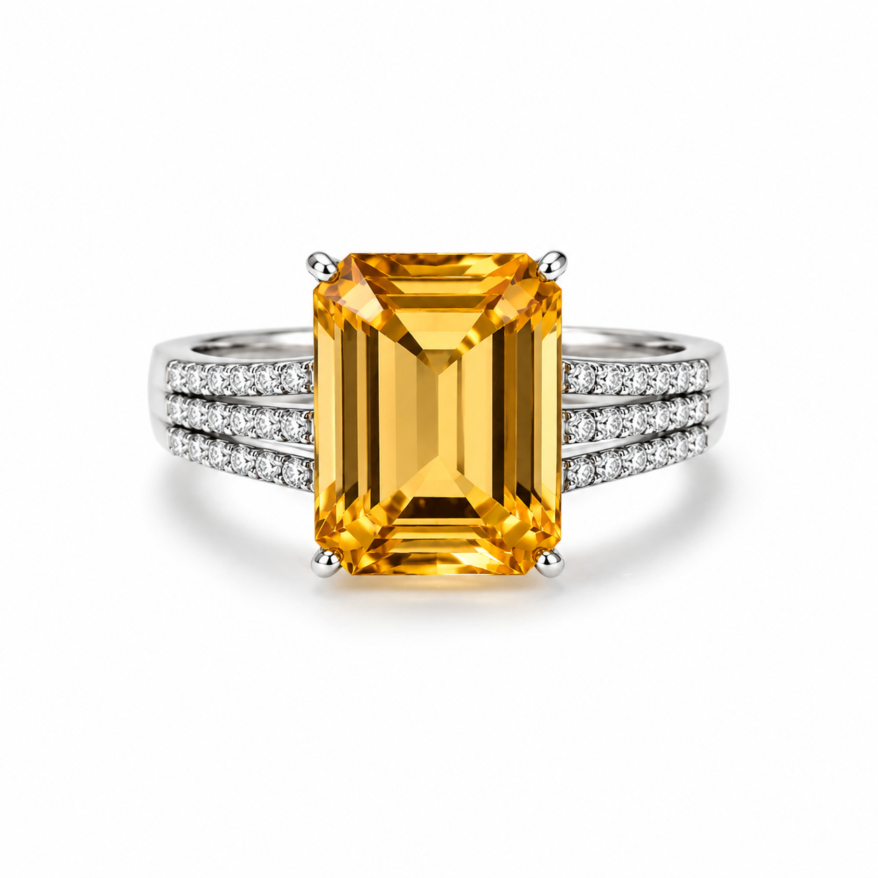 14K White Gold Ametrine Diamond Ring
