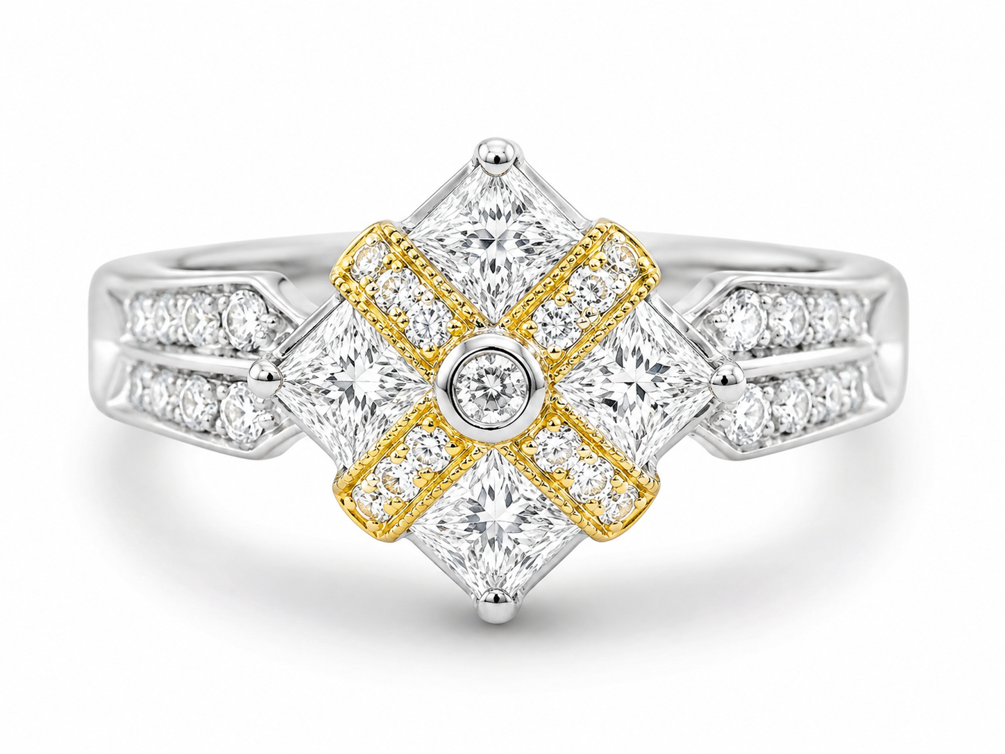 14K White Gold Princess Diamond Band Ring