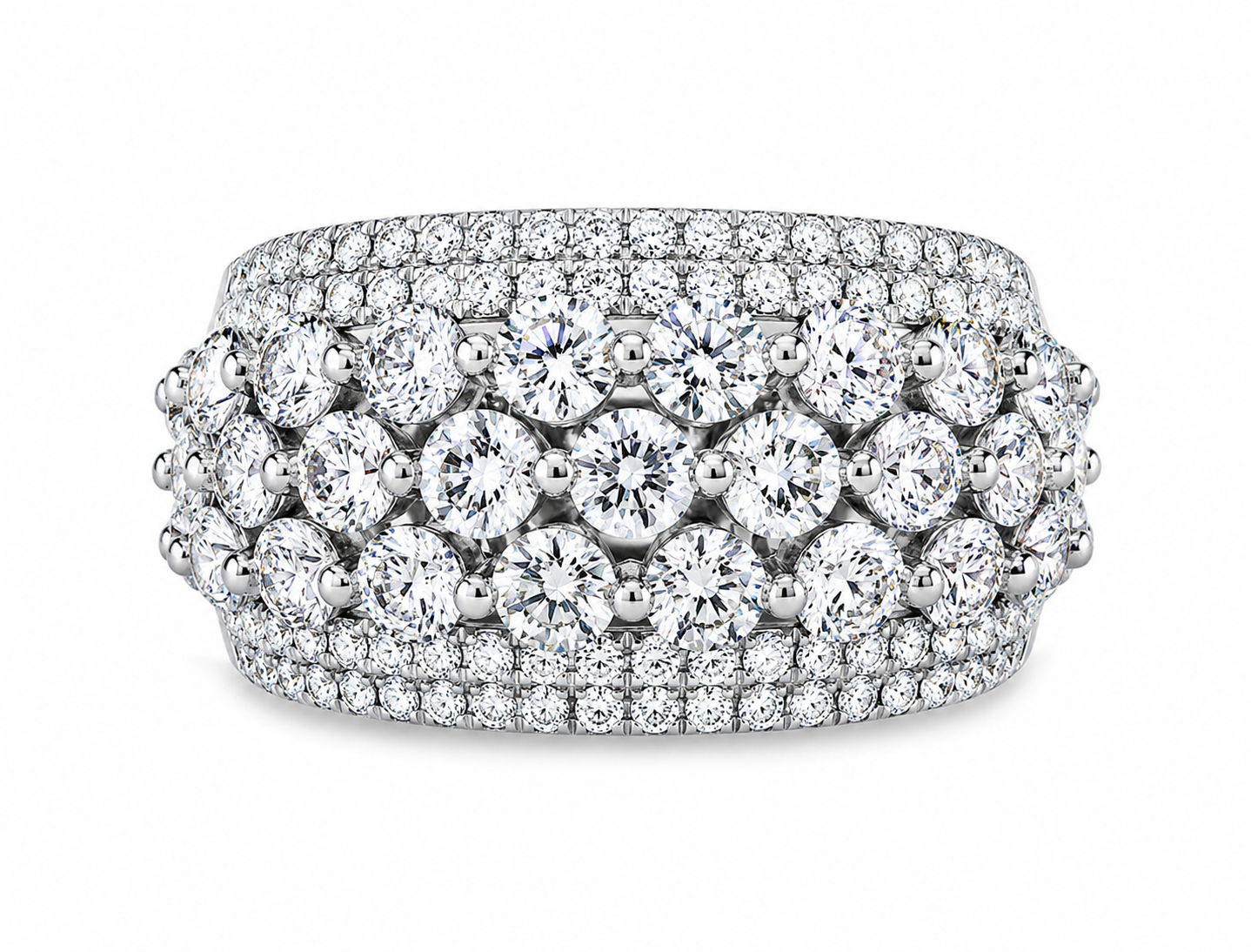 18K White Gold Diamond Designer Ring Band