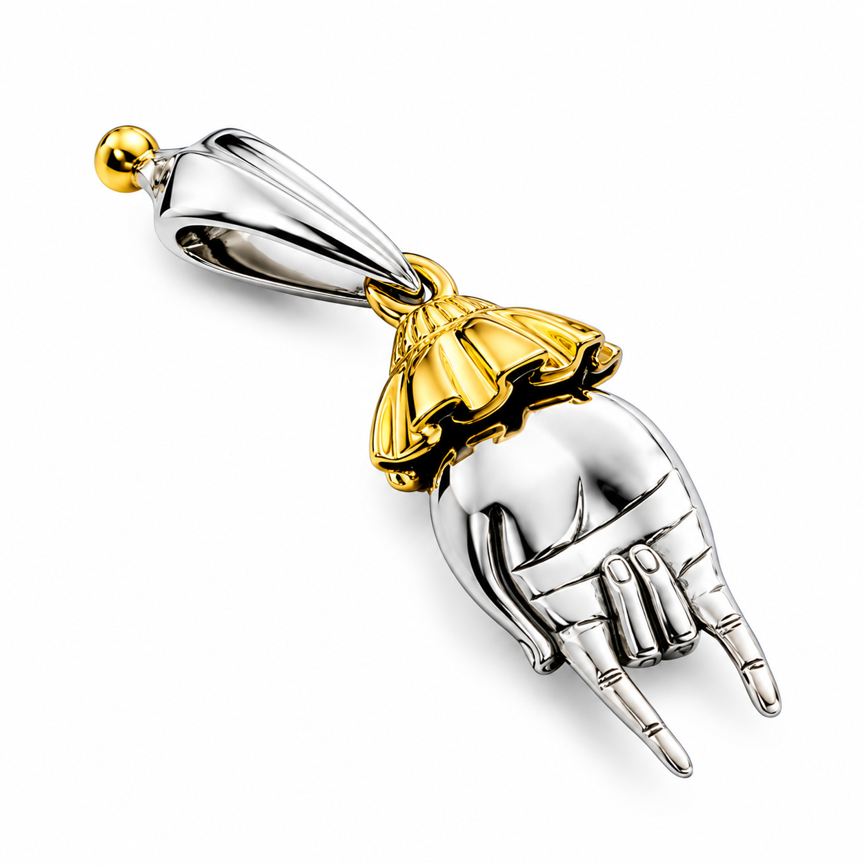 Sterling Silver 22K Gilded Protective Hand Mihail Chemiakin Slide Pendant