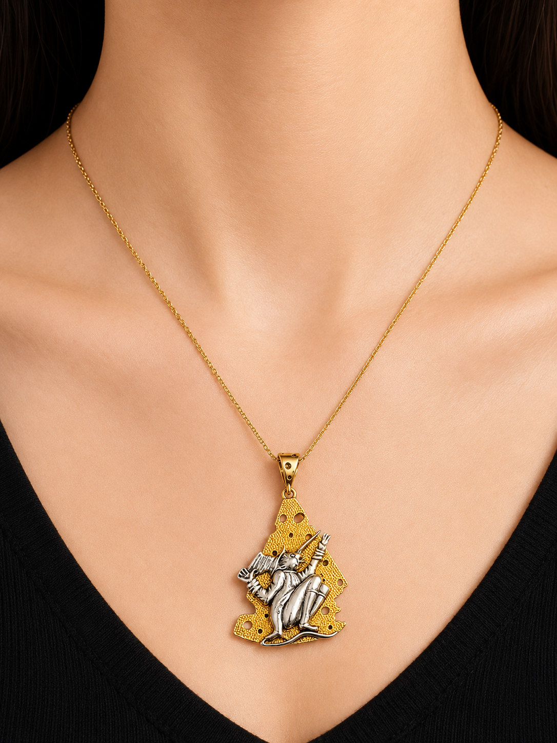 Sterling Silver 22K Gilded Nutcracker Rat Cheese Mihail Chemiakin Slide Pendant