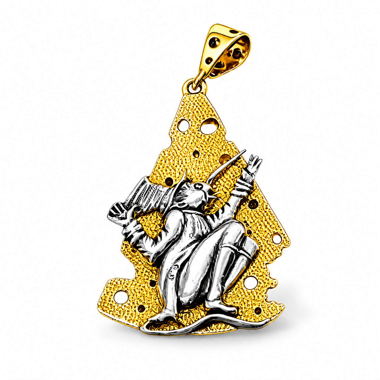 Sterling Silver 22K Gilded Nutcracker Rat Cheese Mihail Chemiakin Slide Pendant
