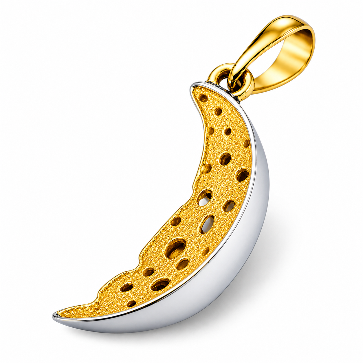 Sterling Silver 22K Gilded Cheese Moon Mihail Chemiakin Slide Pendant