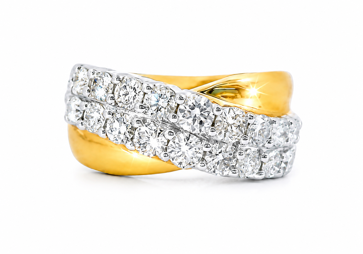14K White 2 Tone Gold Diamond Designer Ring Band