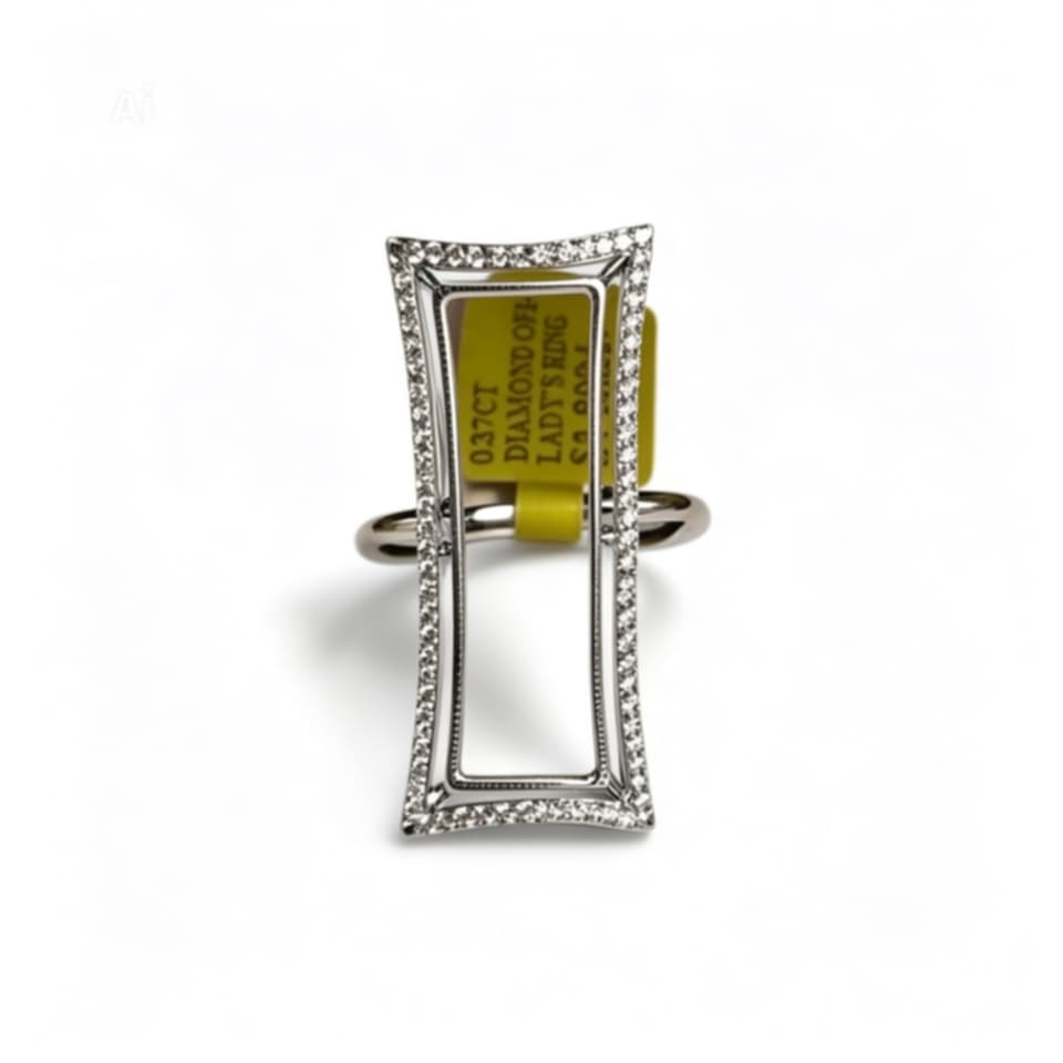 14K White Gold Diamond Open Cocktail Ring Estate