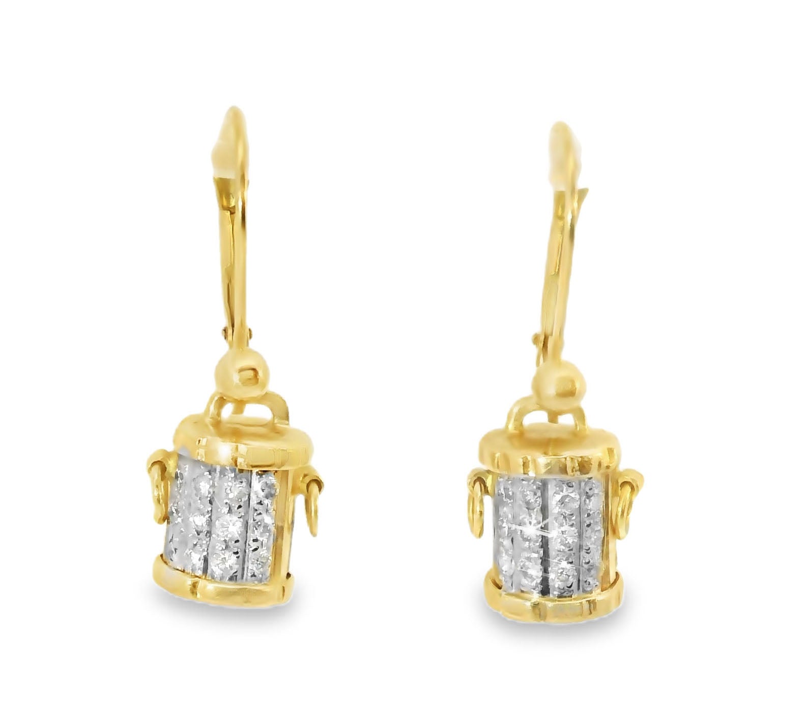 Gorgeous Estate 14K Yellow Gold Diamond Bucket Earrings - GGEMSonline