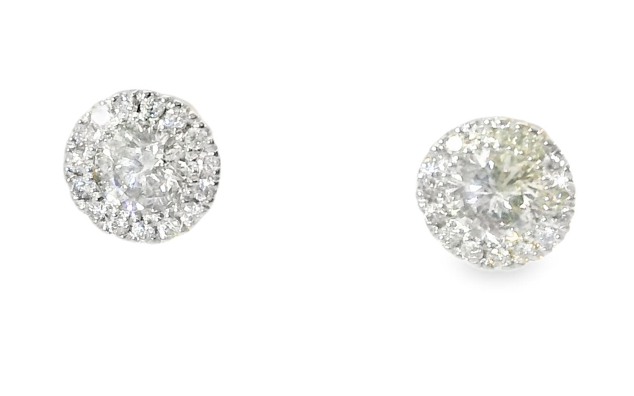 Fabulous Estate 14K White Gold Diamond Solitaire Stud Studs Earrings - GGEMSonline