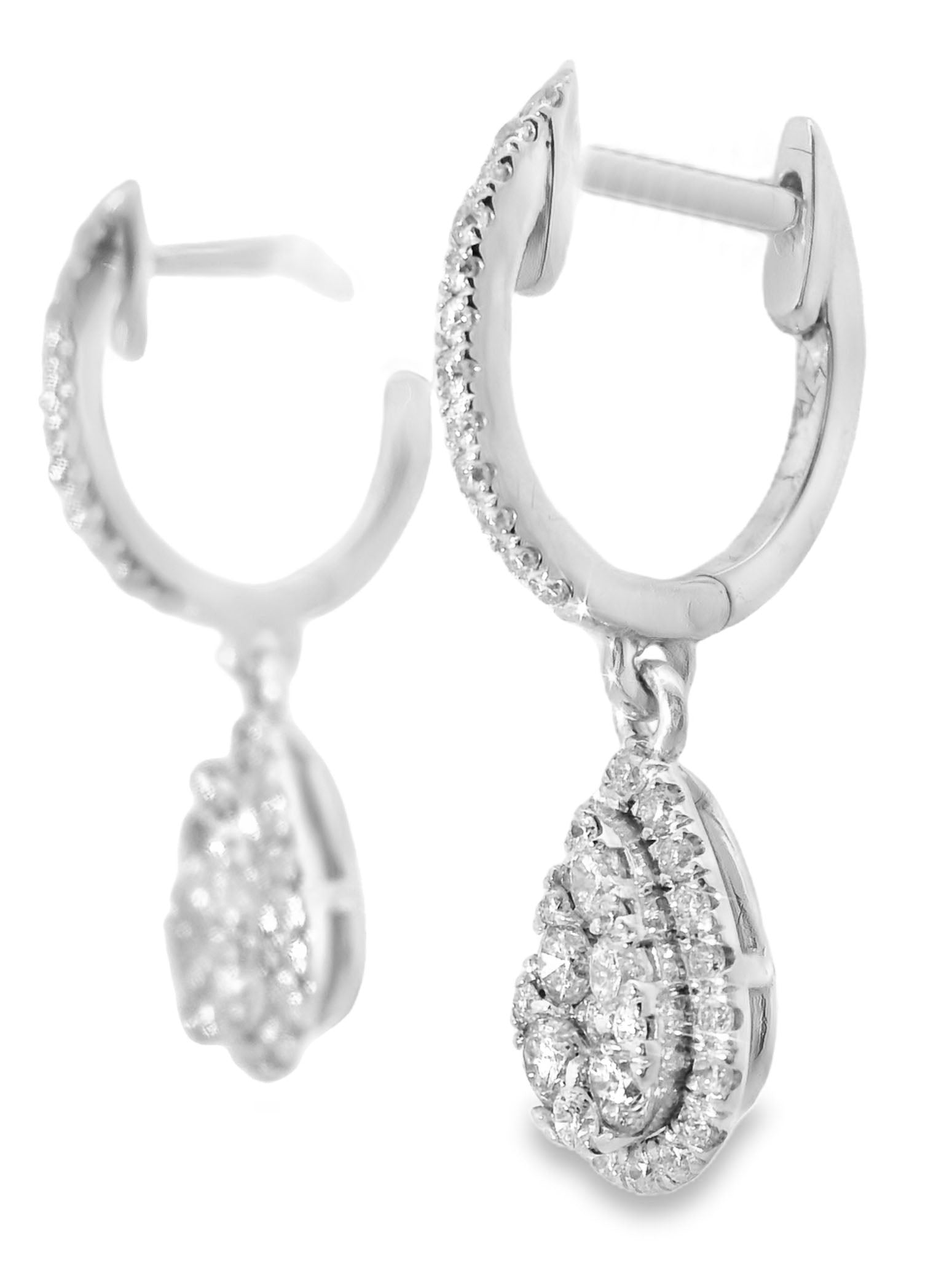 Fabulous Estate 14K White Gold Brilliant Round Diamond Dangle Drop Earrings. - GGEMSonline