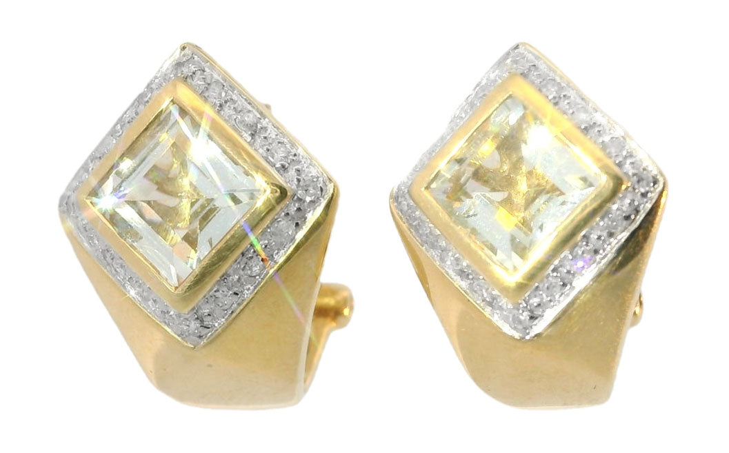 Fabulous 14K White Gold Diamond Aquamarine Earrings - GGEMSonline