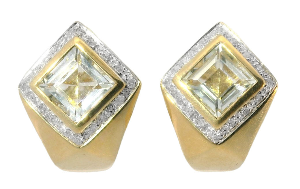 Fabulous 14K White Gold Diamond Aquamarine Earrings - GGEMSonline