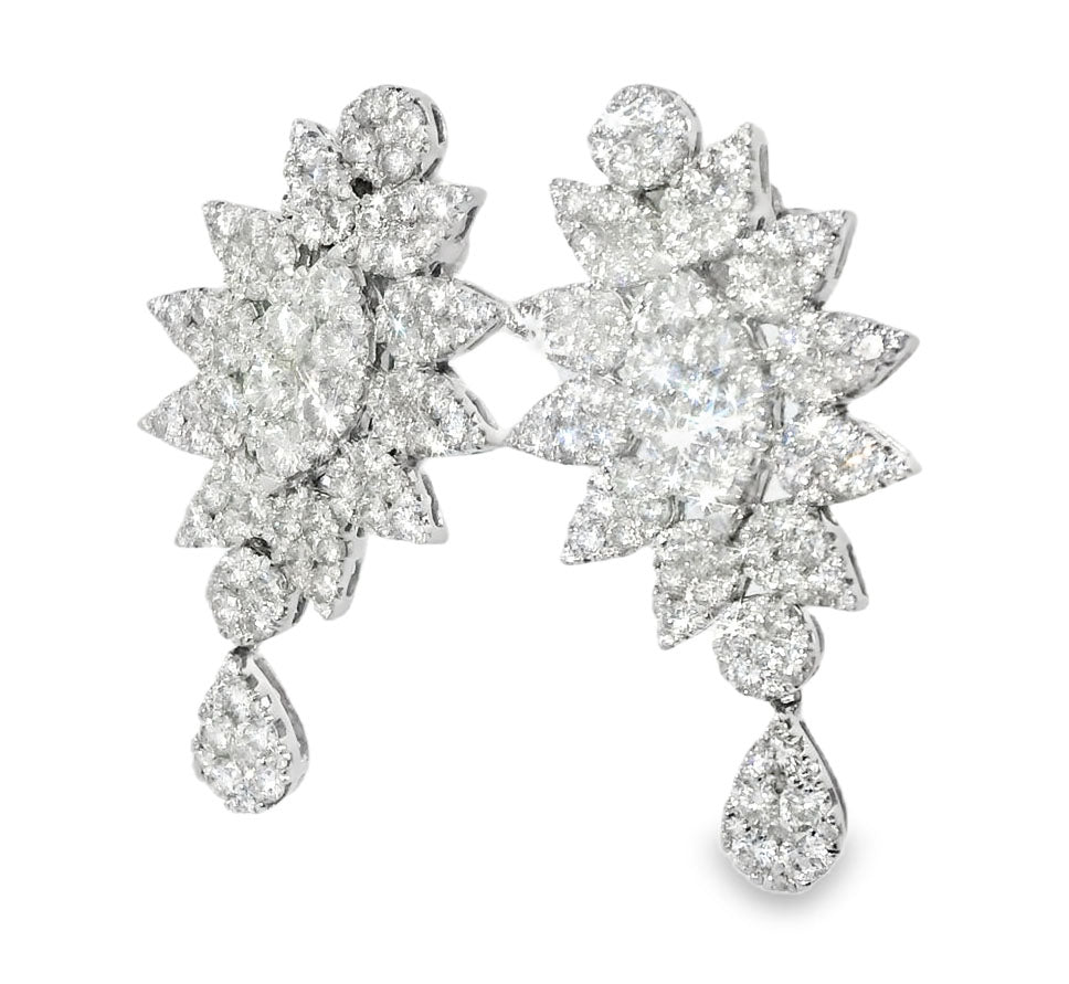 Magnificent 18K White Gold 6.5 Carat Diamond Drop Earrings - GGEMSonline