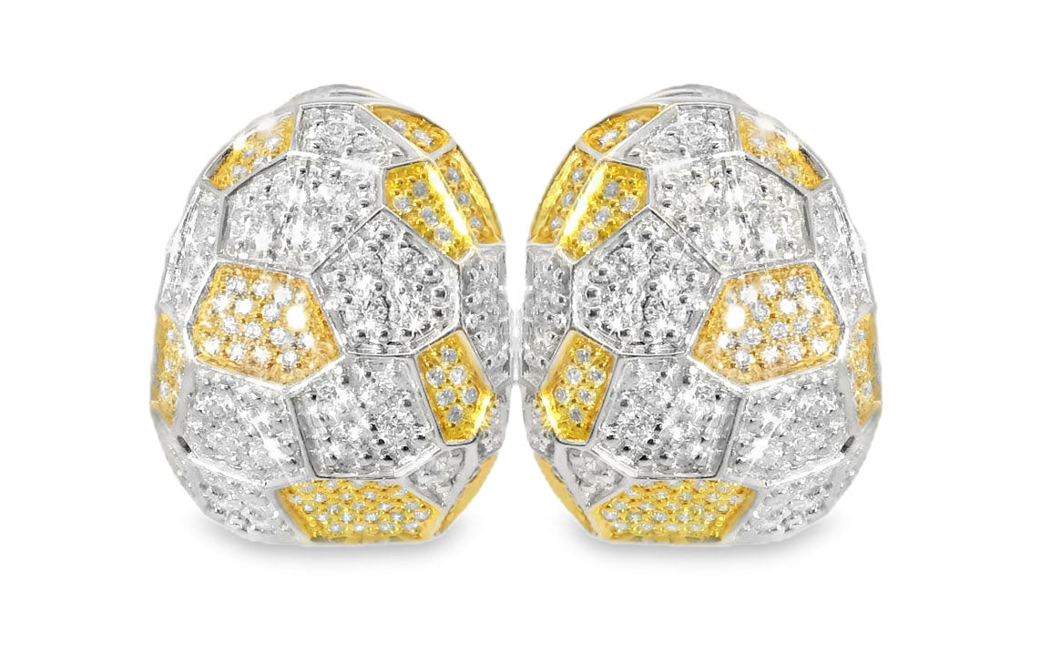 Magnificent Estate 18K White Gold Geometric Beehive Diamond Earrings - GGEMSonline