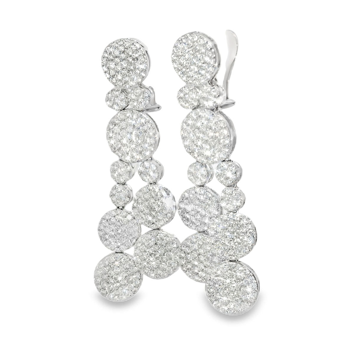 Stunning 18K White Gold Circle 6 Carat Diamond Hanging Earrings - GGEMSonline