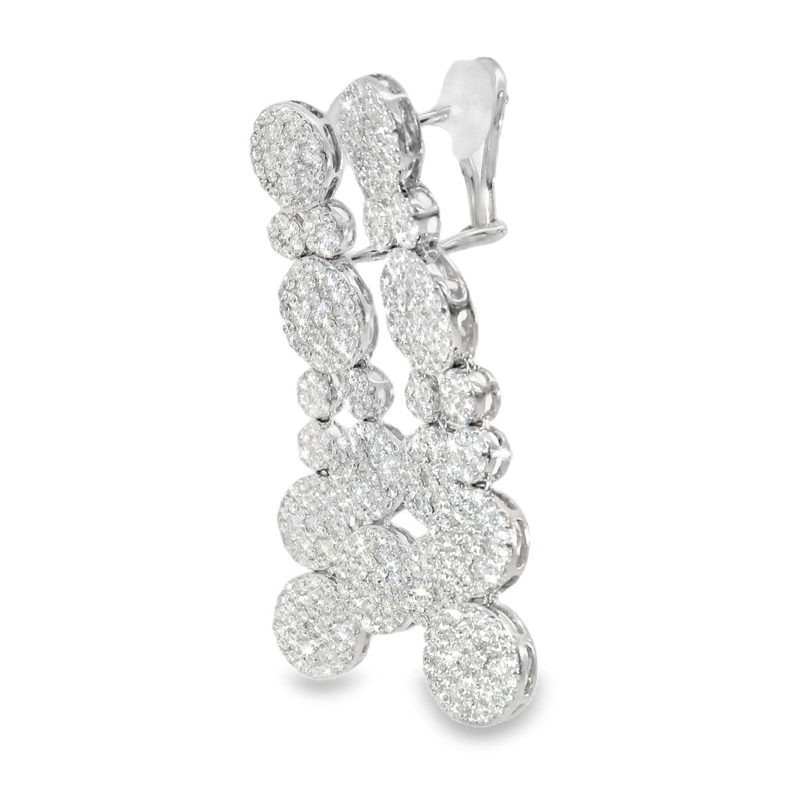 Stunning 18K White Gold Circle 6 Carat Diamond Hanging Earrings - GGEMSonline