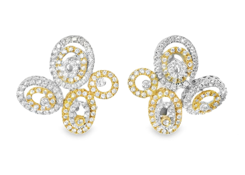Gorgeous 18K Yellow White 2-Tone Two-Tone Gold Nugget Earrings - GGEMSonline