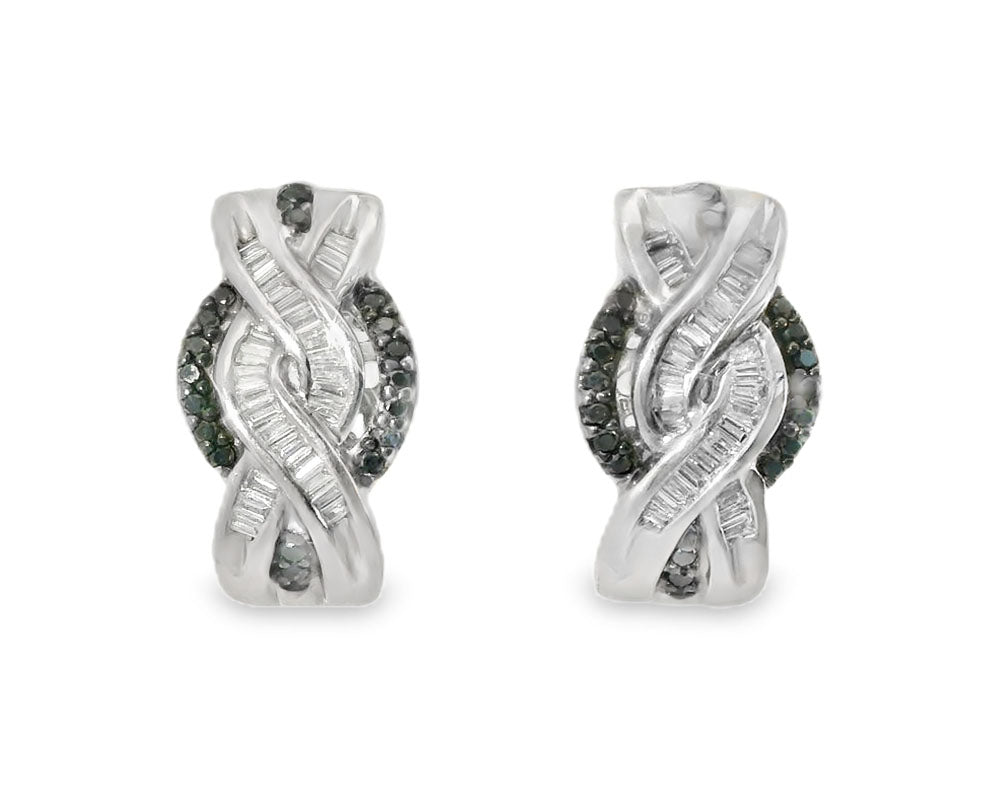 Gorgeous 14K White Gold Diamond Designer Earrings - GGEMSonline