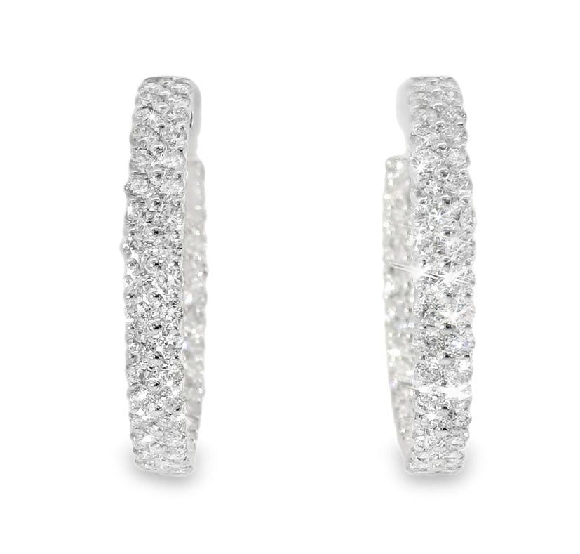 Gorgeous 14K White Gold Diamond Inside-Outside Hoop Earrings Hoops - GGEMSonline