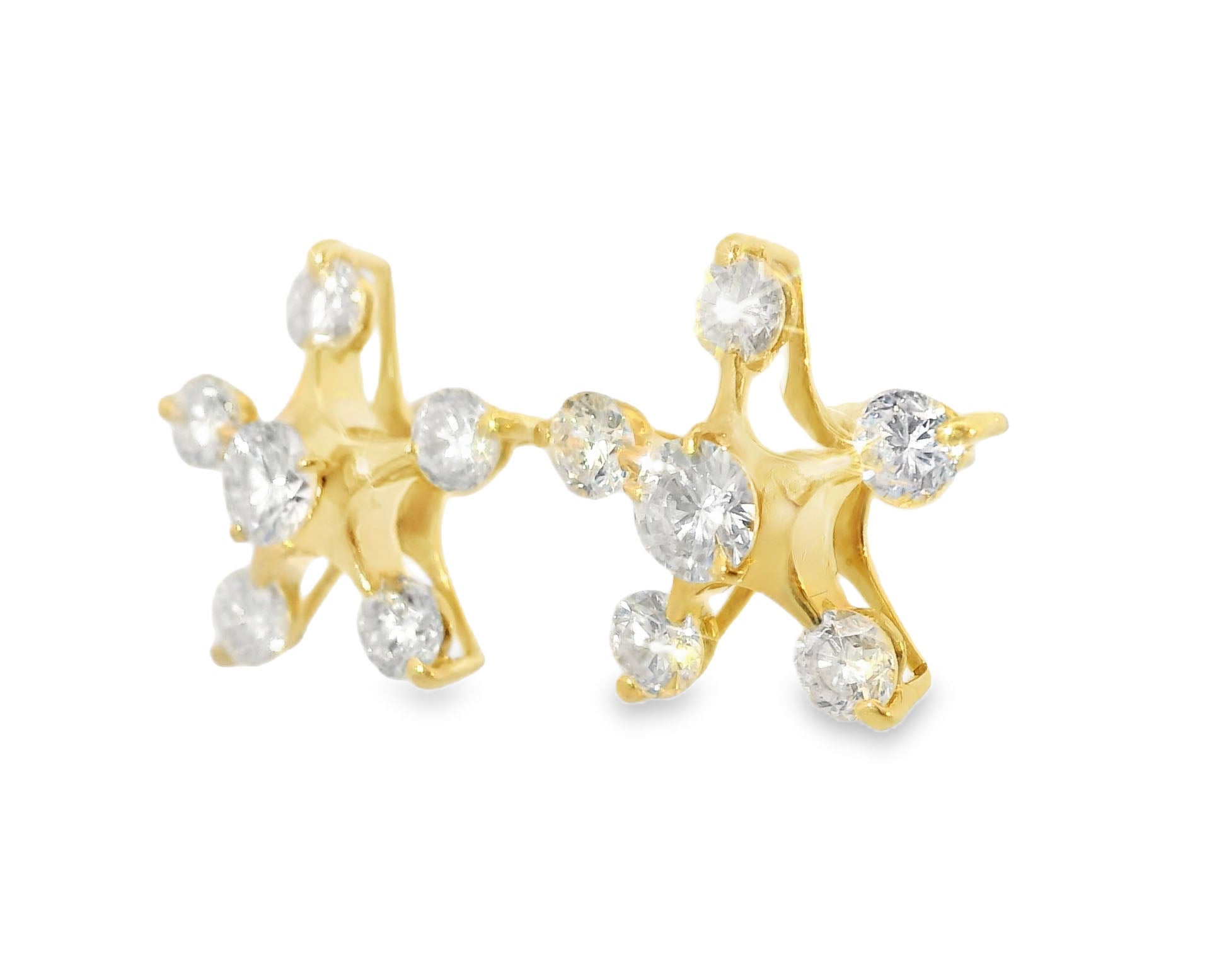 Stunning 18K Gold Diamond Star Stud Earrings 2.41 CT - GGEMSonline