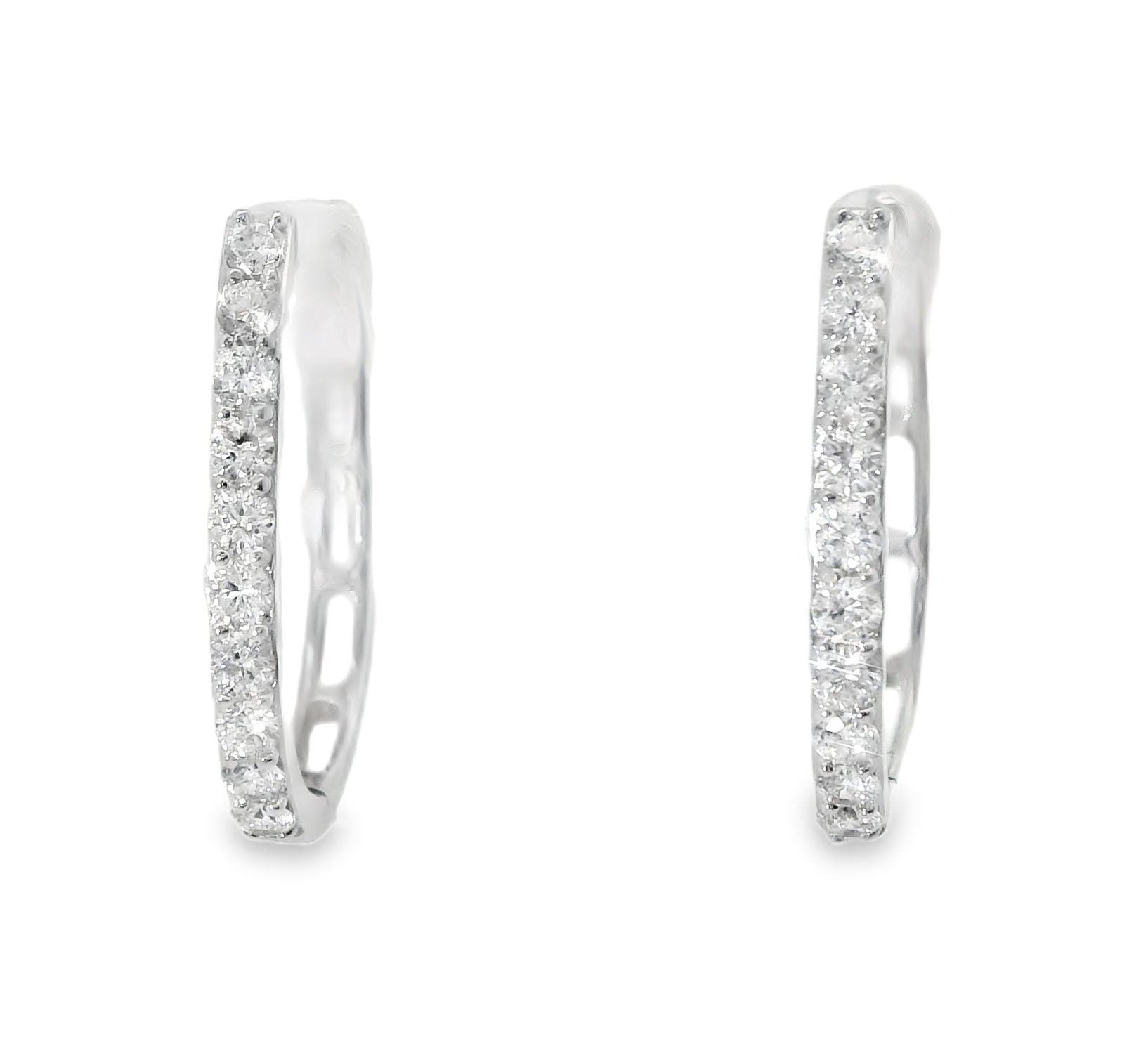 Elegant White Gold Diamond Hoop Earrings - GGEMSonline