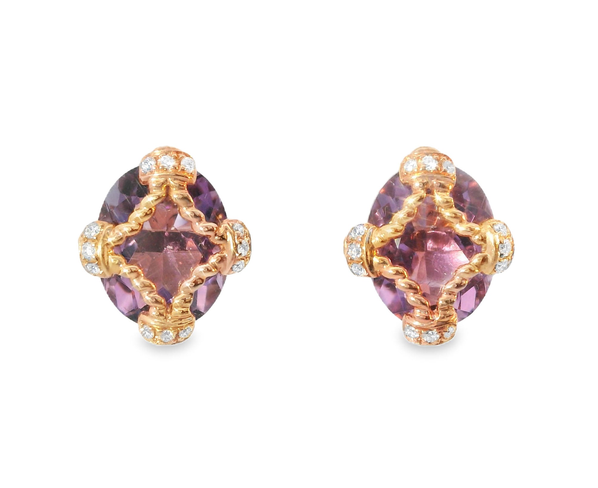 Elegant Amethyst Diamond Earrings - GGEMSonline