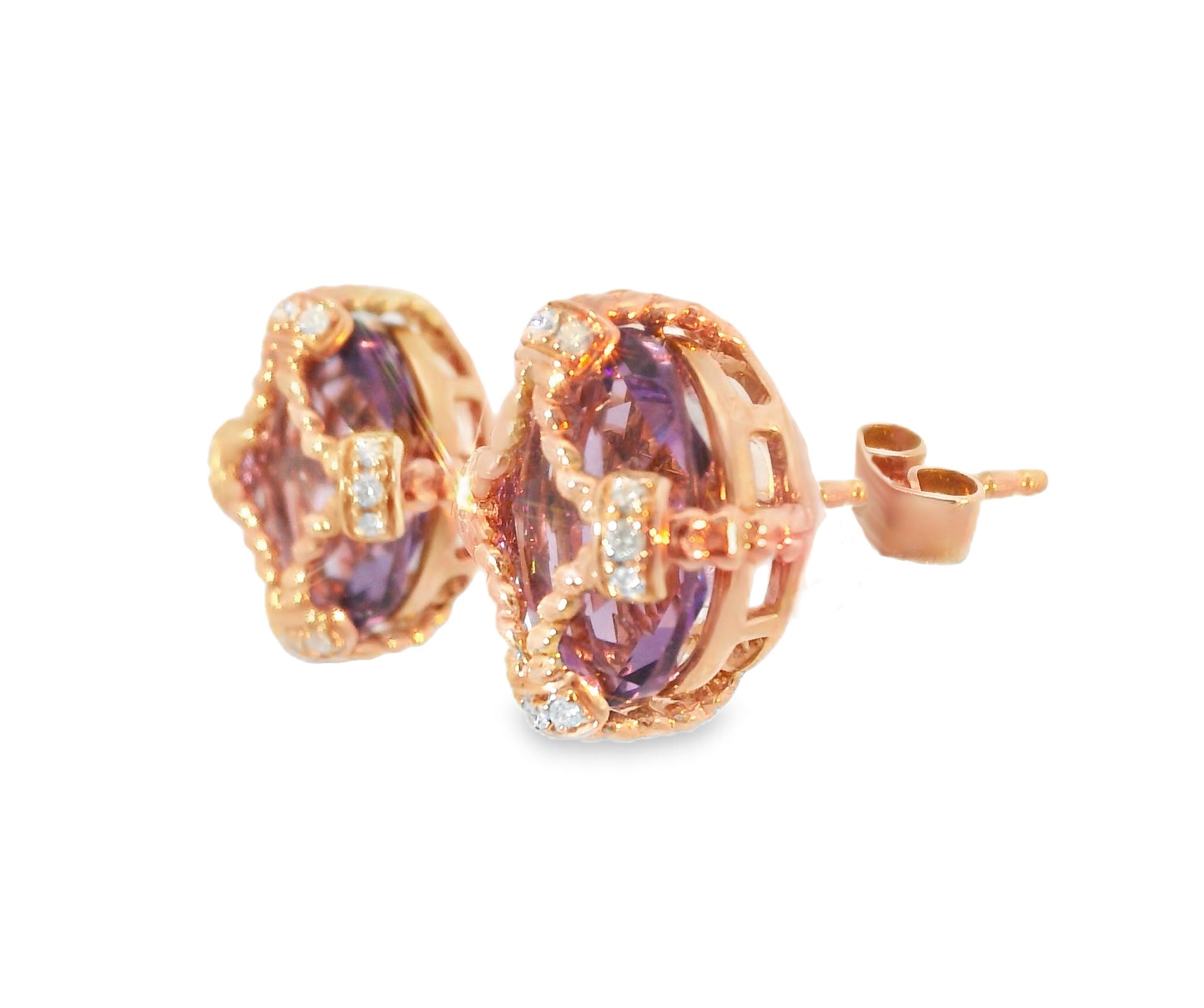 Elegant Amethyst Diamond Earrings - GGEMSonline